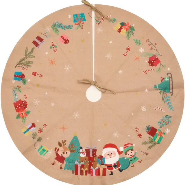 Atmosphera Créateur d'intérieur® Kerstboomkleed met een kerstmanmotief, Ø 90 cm bruin
