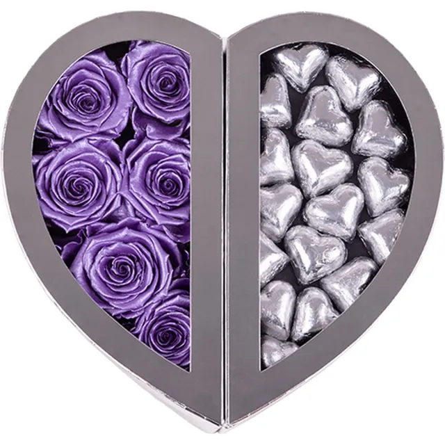 Rosuz Chocolade box Lois paars - Rosuz - Valentijn chocolade - 3 jaar houdbare rozen! Luxe cadeau voor haar - Direct in huis!
