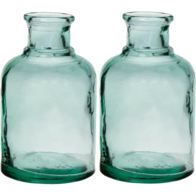 Bellatio Design Bloemenvaas - 2x - helder transparant glas - D12 x H20 cm - vaas