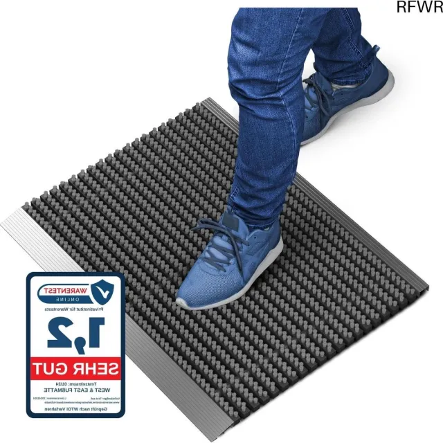 RFWR Buiten deurmat met borstels 50 x 80 cm - Vuilvanger mat voor buiten Grijs
