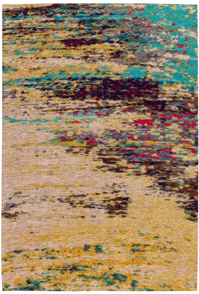 Padiro elegant laagpolig vloerkleed 80 x 150 cm - grijs / oker - vintage patroon - voor vloerverwarming - van modacryl, katoen en polyester