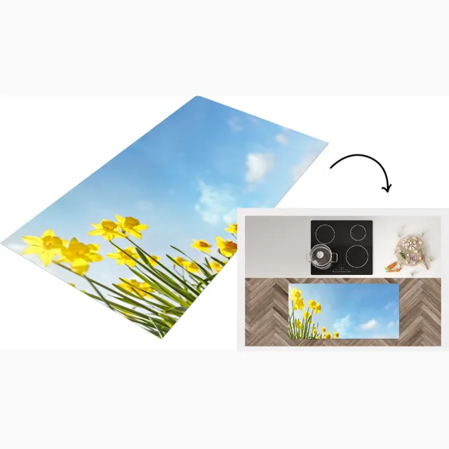 KitchenYeah Keukenloper - Loper keuken - Bloemen - Narcis - Lente - 120x60 cm - Keukenloper vinyl Multicolor