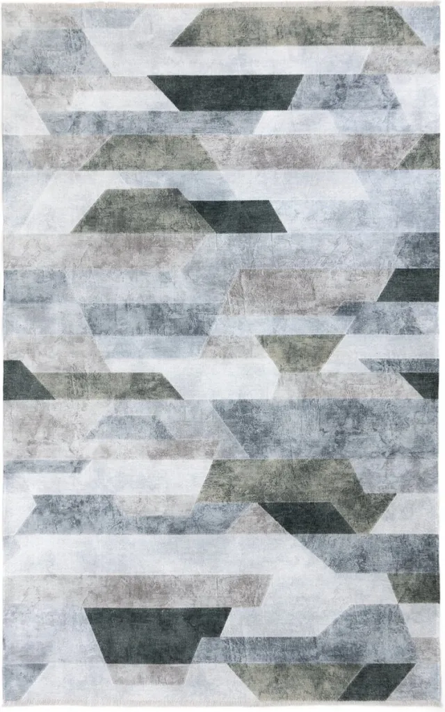 TESSO LIVING Kelim Trend Tapijt Woonkamer - Licht Grijs - 80cm x 145 cm - Modern Laagpolig Vloerkleed, Superzacht, Machinewasbaar, Non-slip