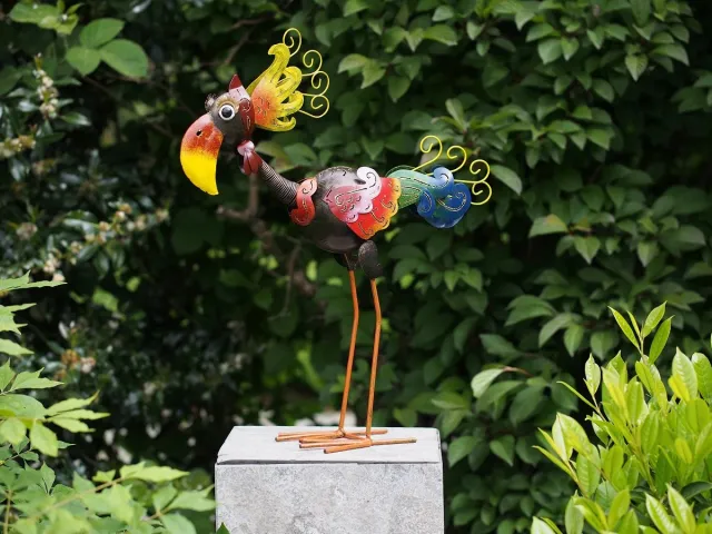 Rawa Grappige vogel tuinvogel - vreemd vogeltje - 42x16x56 - metaal multi
