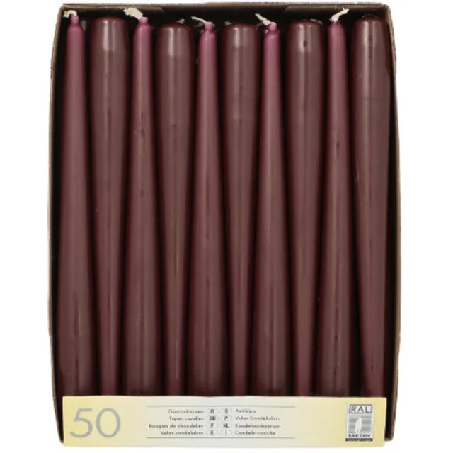 Starpak 50 Kandelaarkaarsen Ø 2,2 cm · 25 cm donkerrood "Berries"