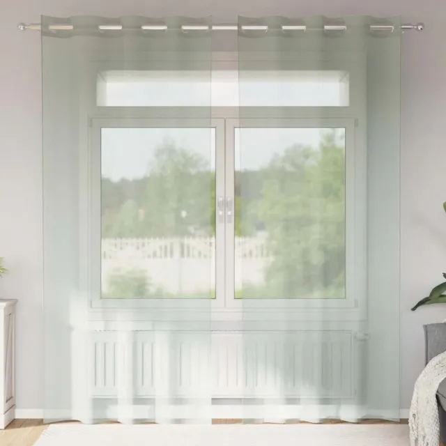 vidaXL Gordijnen voile met doorvoertules 2 st 140x225 cm lichtgrijs