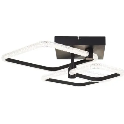 Brilliant Plafondlamp Aydin Vierkant Zwart Met Kristaleffect 30w