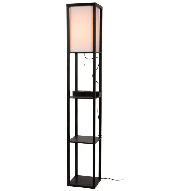 Lucide MENNO - Vloerlamp - 1xE27 - Met draadloze oplader - Zwart