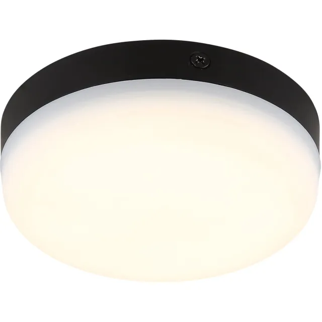 Globo Plafondlamp Slaapkamerlamp zwart frame, kunststof, rond, 1x LED 8 W 570 lm 4000 K neutraal wit, DxH 12x4,5 cm