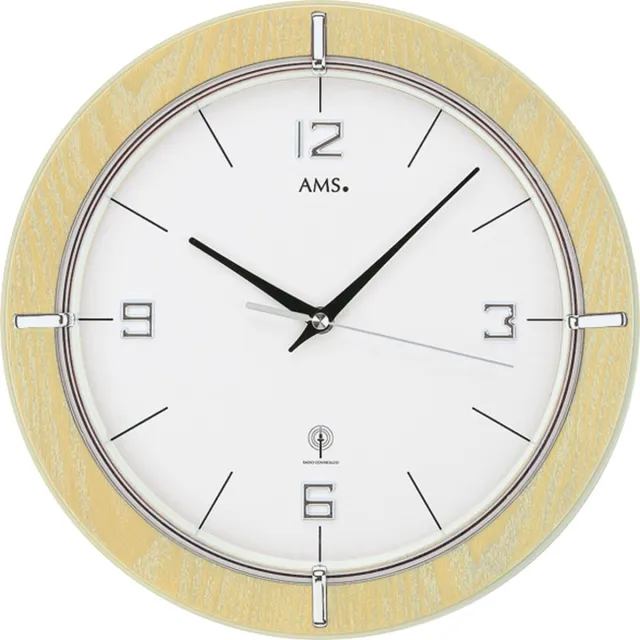 AMS wandklok | 5830 hout, wit, zwart