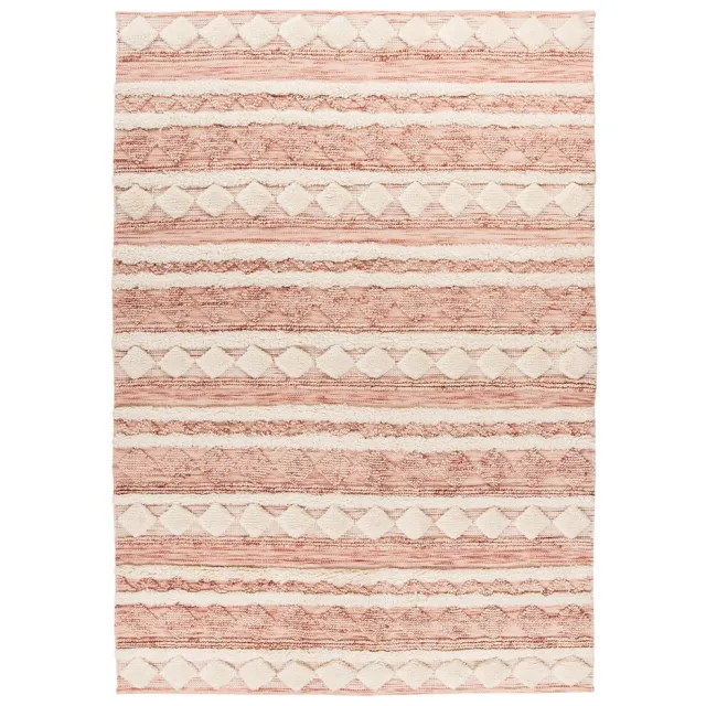 Padiro stijlvol laagpolig vloerkleed 120 x 180 cm - crème / offwhite - geometrisch boho-patroon - voor vloerverwarming - van wol en katoen beige