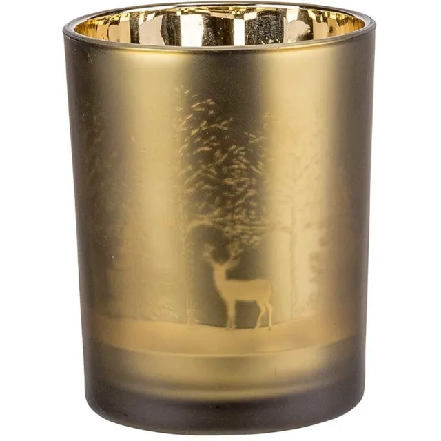 Cosy&Trendy Waxinelichthouder in Kerstsfeer. Theelichthouder groot 12,5X10CM Donker groen