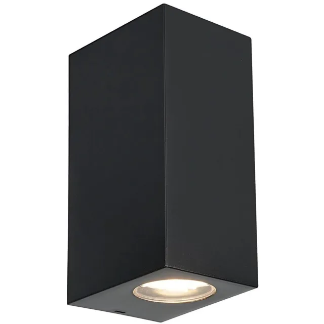 PRIOS Wandlamp buiten - 1licht - kunststof - H: 10 cm - GU10 - zwart