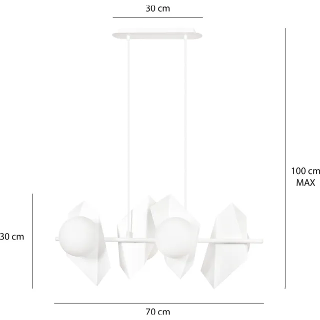Emibig Assens witte brede pendellamp met 4 melkglas bollen E14 - Perfecte verlichting voor elke ruimte