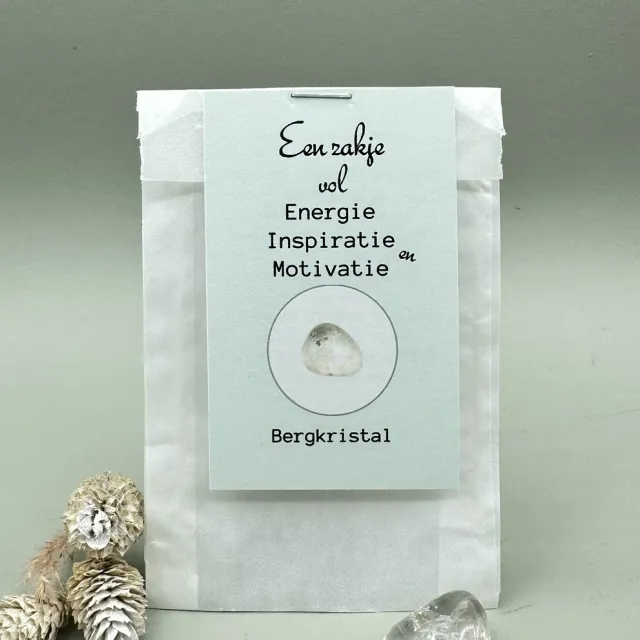 VanKarina Een zakje vol energie,inspiratie en Motivatie, bergkristal, klein kadootje, edelstenen een zakje vol energie, inspiratie en motivatie