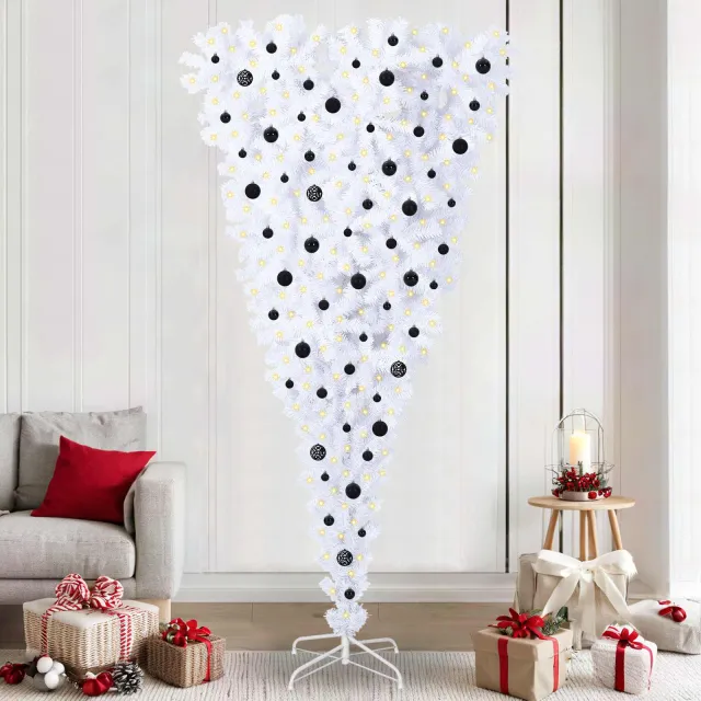 vidaXL Kunstkerstboom Wit 240 cm PVC en staal