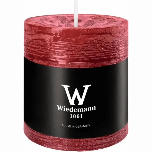 Wiedemann Marble Rustik stompkaars bordeaux, Ø 68 x 80 mm Rood