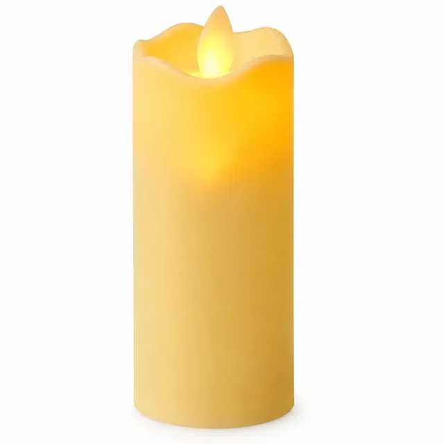 SWGOTA led kaarsen 5 x 12,5 cm met golvende rand en gladde kunststof behuizing, warmgeel decoratief licht, 12 per displaydoos Wit
