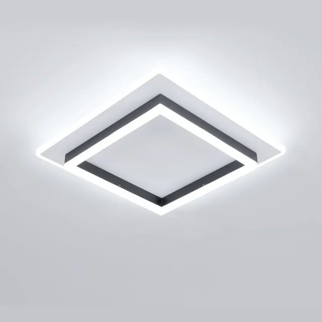 Haobosic Moderne Vierkante Plafondlamp - Wit en Zwart - 40 x 40 cm - Wit Licht