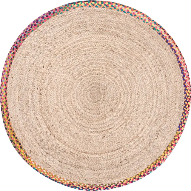 Beliani SATARA - Vloerkleed - Meerkleurig - 120 cm - Jute Beige