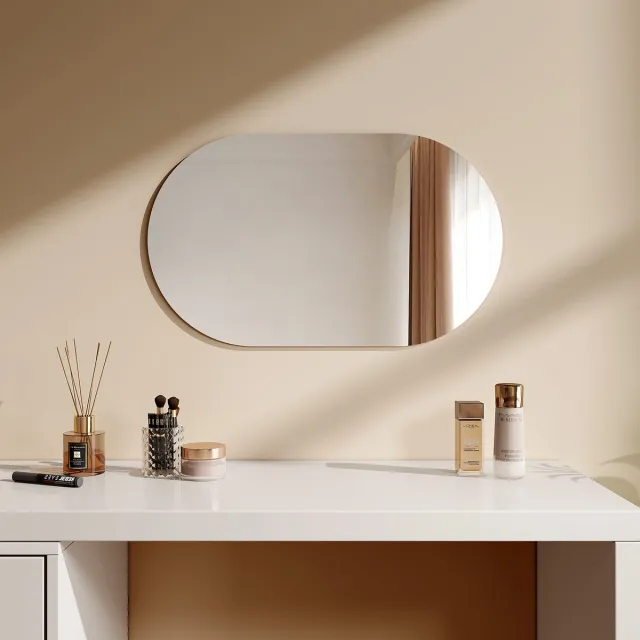 EMKE Spiegel - Ovale Spiegel Mordern - 40x70 cm - met Veiligheidsfolie - Randloze Wandspiegel - Wall Mirror Zilver
