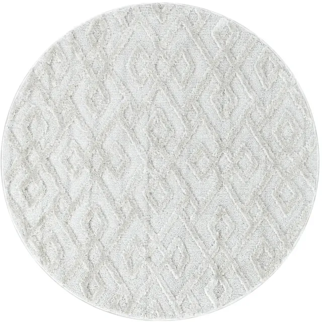 Dutch XXL Rond Scandinavisch Vloerkleed | Tapijt | Pisa | Labyrint | Crème | 200x200 cm