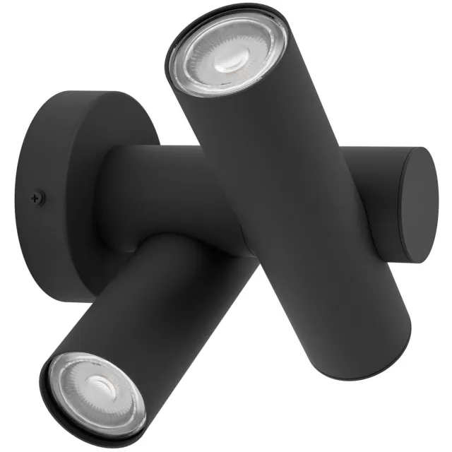 EGLO Fossignano Wandlamp Buiten - LED - 25.3 cm - Zwart/Helder - Kantelbaar Zwart;Transparant;
