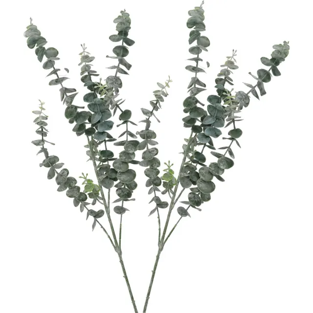DK design Kunstbloem Eucalyptus tak Real Touch - 2x - 88 cm - groen - losse steel - Kunst zijdebloemen Jade groen