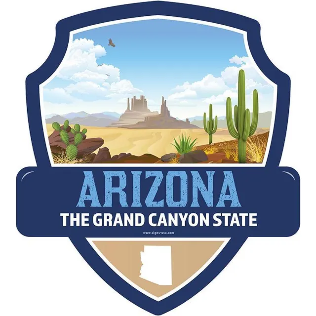 Signs-USA Landmark - State USA - Arizona - Wandbord - 28 x 31 cm blauw, bruin, groen