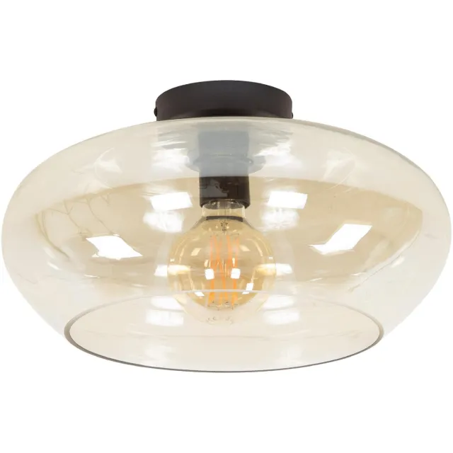 Nest of Nora Plafondlamp Leno - 1-lichts rond Ø40 cm - Glas - Amber Oranje