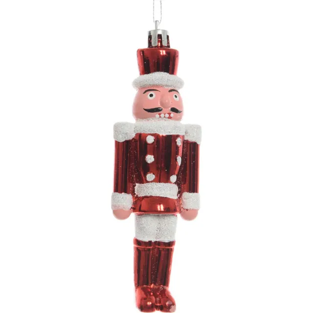 Decoris Kersthangers - notenkrakers - poppetjes/soldaten - rood/wit - 12,5 cm - Kerstversiering/boomversiering Multi