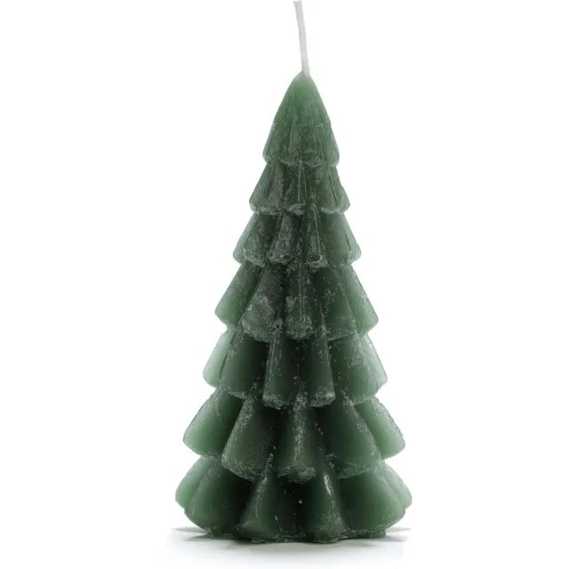 Rustik Lys Kerstboom Kaars - Forest Green - 6.3 x12 cm - 13 branduren