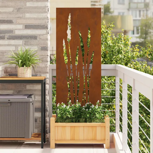 vidaXL Tuin Privacy Screen Bloemen Roestig 50 x 140 cm weervast staal