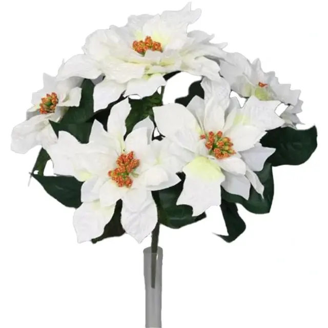 Buitengewoon Boet Buitengewoon de boet - Poinsettia bos 5 bloemen wit 30 cm kunstbloem onbekend