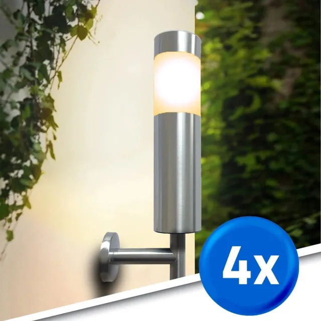 RexTech Solar wandlamp buiten 'Lucifer' - Set van 4 - RVS - Warm wit licht (2700K) - 50 lumen - IP44 - Tuinverlichting op zonne-energie Zilver - 4 stuks