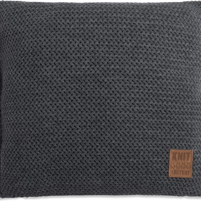 Knit Factory Maxx Sierkussen - Vierkant kussen - Kussen woonkamer - Bank kussen - Decoratie kussen - Antraciet - 50x50 cm - Kussenhoes inclusief kussenvulling
