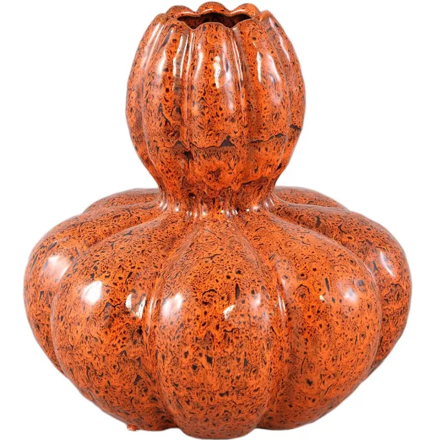 PTMD Fardau Rust Glazed Ceramic Pumpkin Shaped Vase Oranje