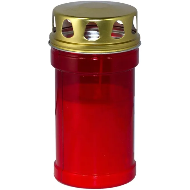 Trend Candles grafkaars - gedenklicht met deksel - rood - 7 x 14 cm - 2,5 dag - Gedenkkaars - Graflicht/herdenkingslicht