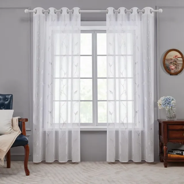 Unyqoos Witte transparante gordijnen met bloemenpatroon voor een elegante woonkamer
