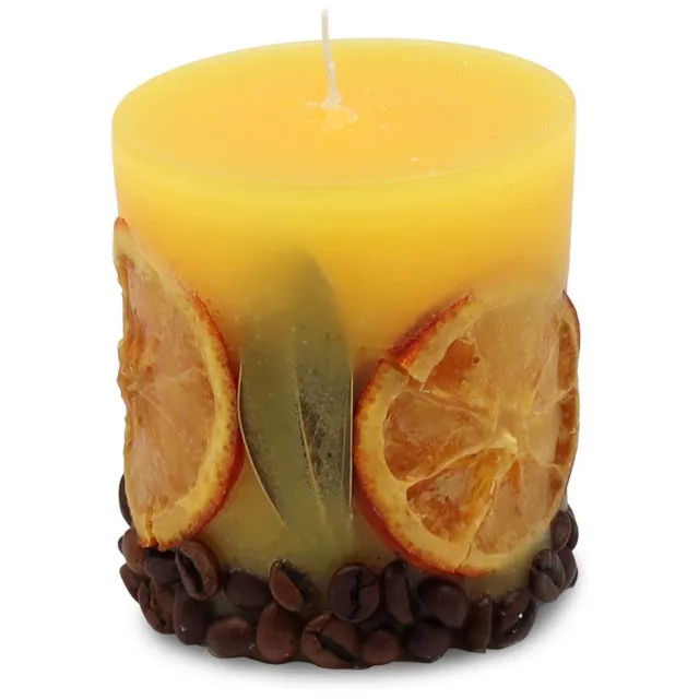 Rawa Geschenken Potpourri geurkaars Citroenmet een zachte noot van sinasappel en koffie - 7x8 cm handgemaakte geurkaars geel