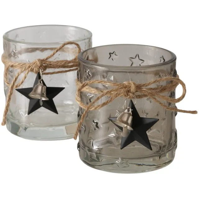 Tronka Windlicht Tronka, 2 soorten H 8 cm - 1 willekeurig geleverd Grijs