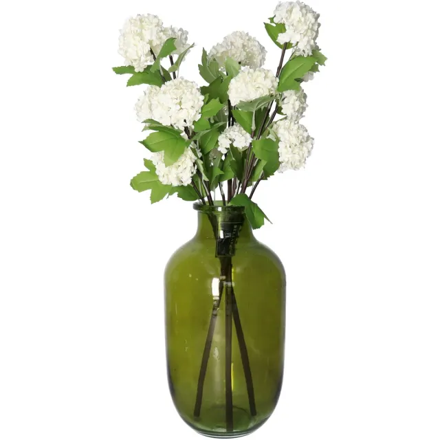 Bellatio Design Kunstbloem Viburnum/sneeuwbal Roseum - 2x - 60 cm - creme - losse steel - kunst zijdebloemen