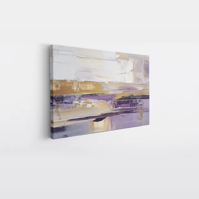 Saammp Canvas Schilderij - Paars Goud - Modern - Abstract - 40x30 - Foto op canvas - Wanddecoratie - Muurdecoratie Woonkamer - Slaapkamer decoratie - Canvas Print Multicolor