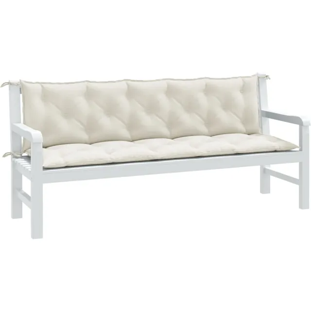 vidaXL Tuinbankkussens 2 st 180x50x7 cm stof gemêleerd crèmekleurig