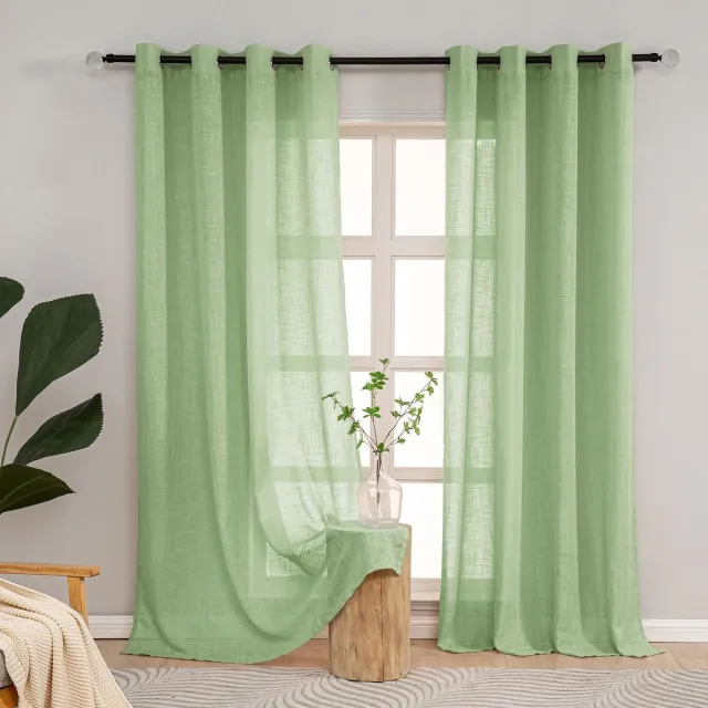 Unyqoos Moderne en decoratieve halftransparante groene gordijnen set voor woonkamer