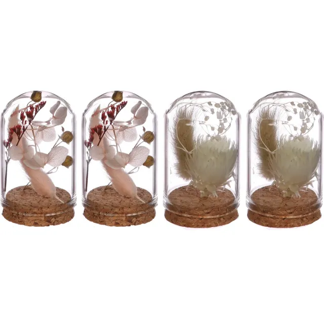 comforder Droogbloemen Boeket in Mini vaas - Set van 4 Gedroogde Bloemen met Glas Diverse kleuren