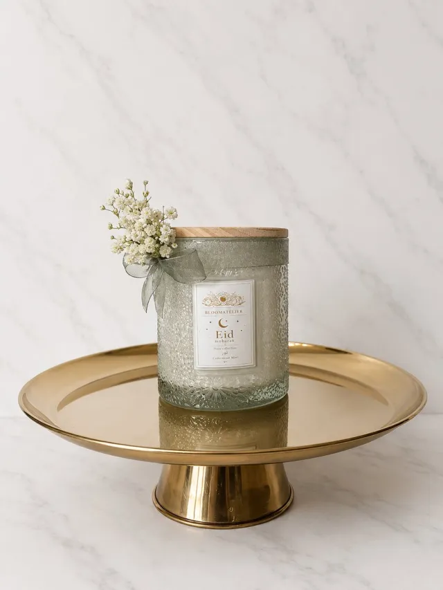 Bloomatelier Younik Bloomatelier Noor - geurkaars - Eid Mubarak - cedarwood - mint - gift