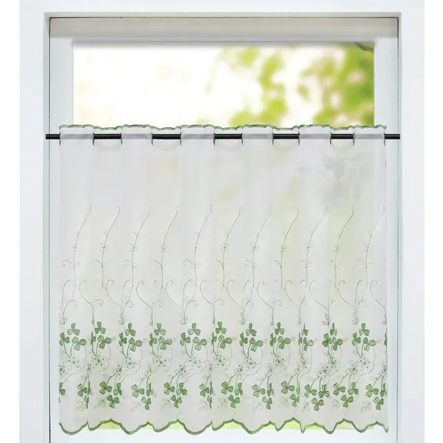 Ibenzoa Vitrage Bistrogordijn - Transparant - 75x110 cm - Polyester - Groen Groen;Wit