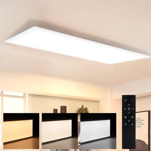 NETTLIFE Plafondlamp LED, LED paneel ultraplat,42W, Dimbaar met Afstandsbediening - 3000K-6500K Instelbare Kleurtemperatuur , Wit , 100x25x4.5 cm (LxBxH)