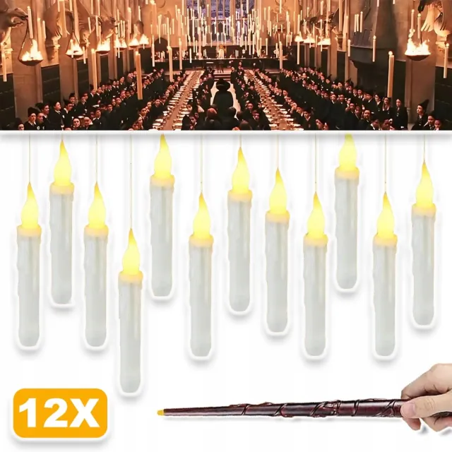 CHOOLY LED-Kaarsen Met Toverstaf-Afstandsbediening - Flikkerend Warm Licht 20 Meter Onzichtbaar Snoer Werkt Op Batterijen 120 Uur Brandtijd - Voor Kerst Halloween Bruiloften En Feestdecoratie Wit